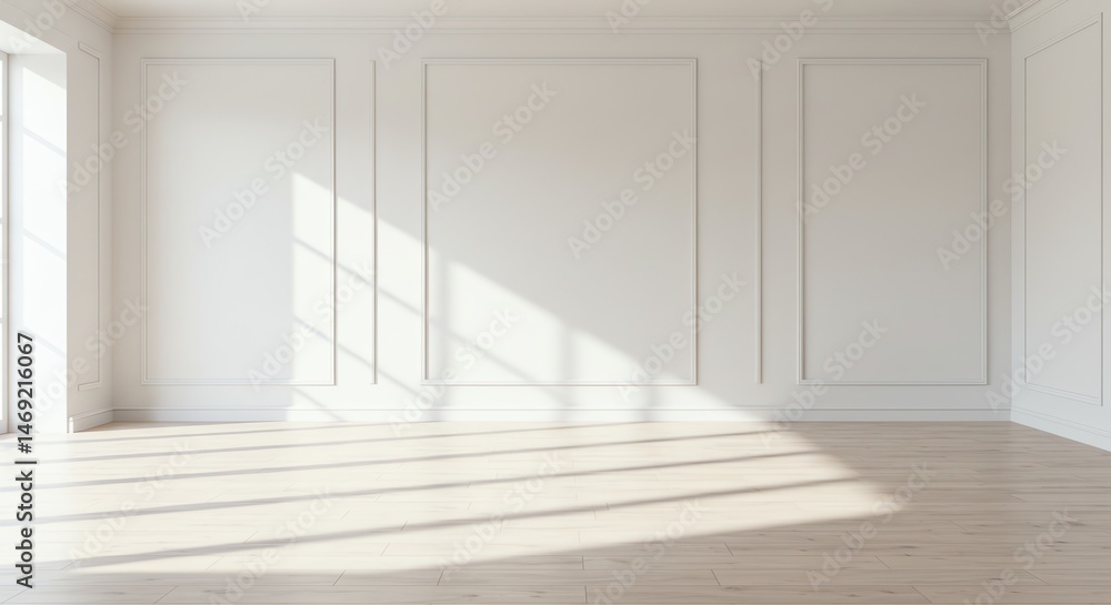 Fototapeta premium Empty white room with sunlight on floor