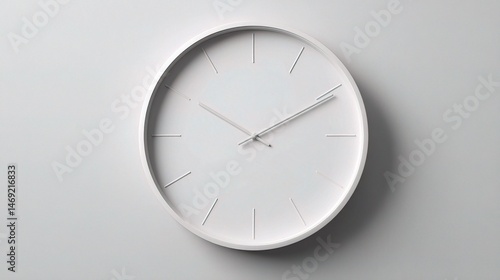 Wallpaper Mural Pure White Minimalist Wall Clock on Isolated Background Torontodigital.ca
