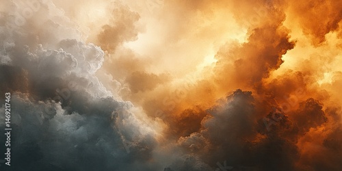 Dramatic contrast of dark & fiery cloudscape