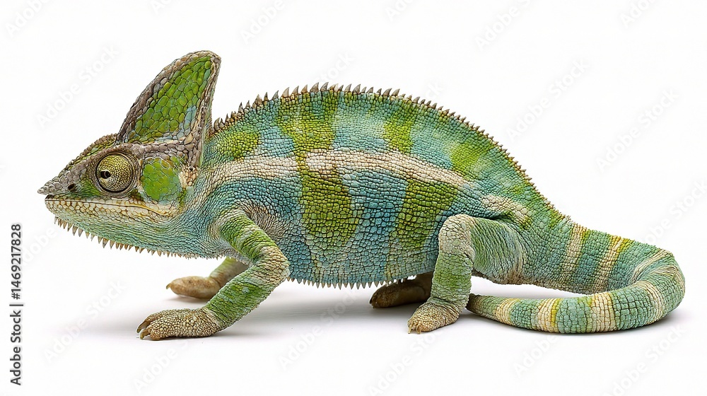 Obraz premium Detailed Portrait of Female Veiled Chameleon in Natural Colors