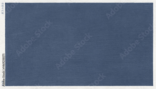 手刷りの版画風に描いたレトロ感のある伝統千代紙、紺鼠色