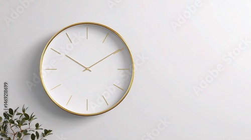 Wallpaper Mural Minimalist Wall Clock with Thin Gold Frame on Light Background Torontodigital.ca