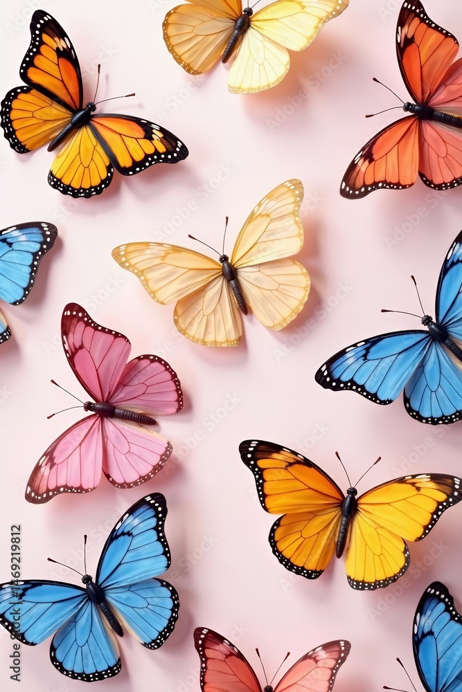 Obraz premium Soft and delicate seamless pattern of butterfly wing textures in pastel colors, Seamless, Texture, Pastel