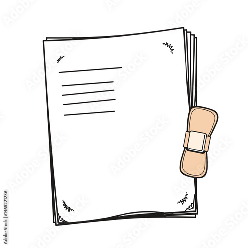 Support bandage with Velcro holding papers together in a simple style  