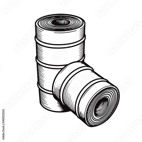 Support bandage with Velcro rolled up for use against a white background  