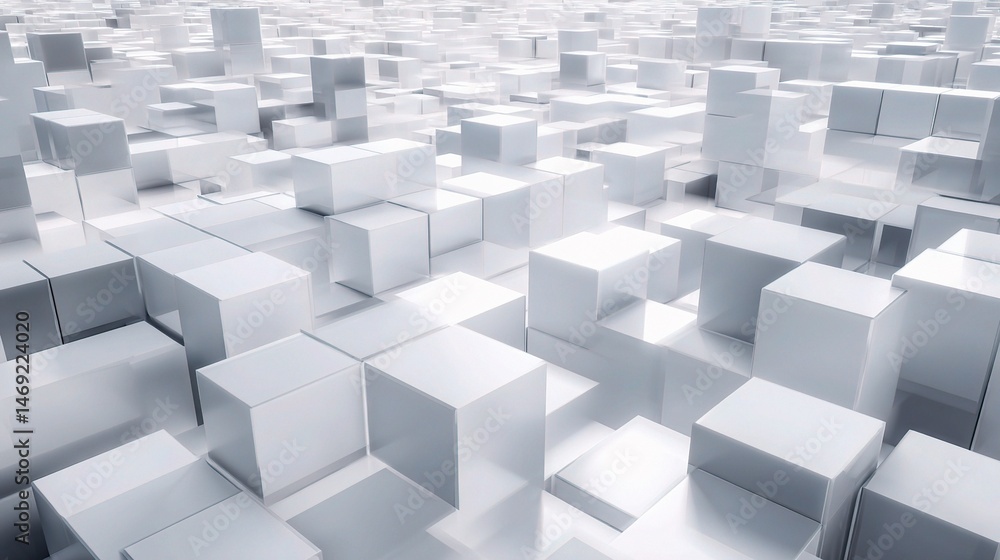 Bright White Soft Cube Structure in Repetitive Geometric Arrangement Bright White Soft Cube Structure in Repetitive Geometric Arrangement