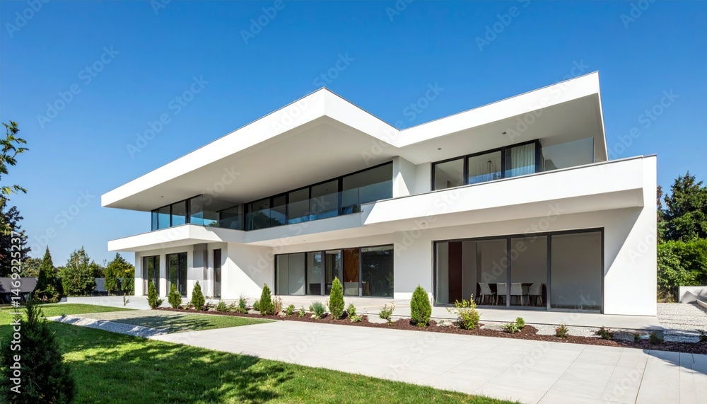 Modern Architectural Design of a Stylish White House with Garden Modern Architectural Design of a Stylish White House with Garden