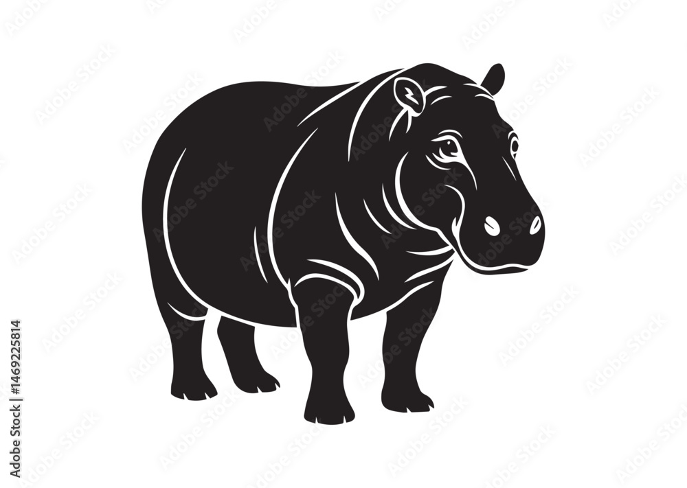 Fototapeta premium Hippo Silhouette Vector