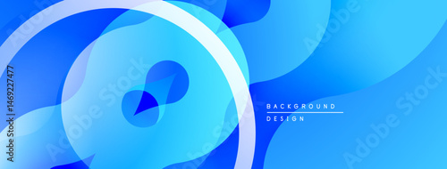 Abstract fluid shapes, blue gradients create dynamic composition. Modern design element for backgrounds, presentations. Smooth curves suggest movement.