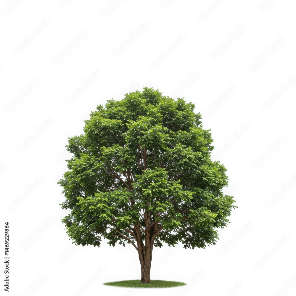 Fototapeta premium Green tree isolated on white background with lush foliage