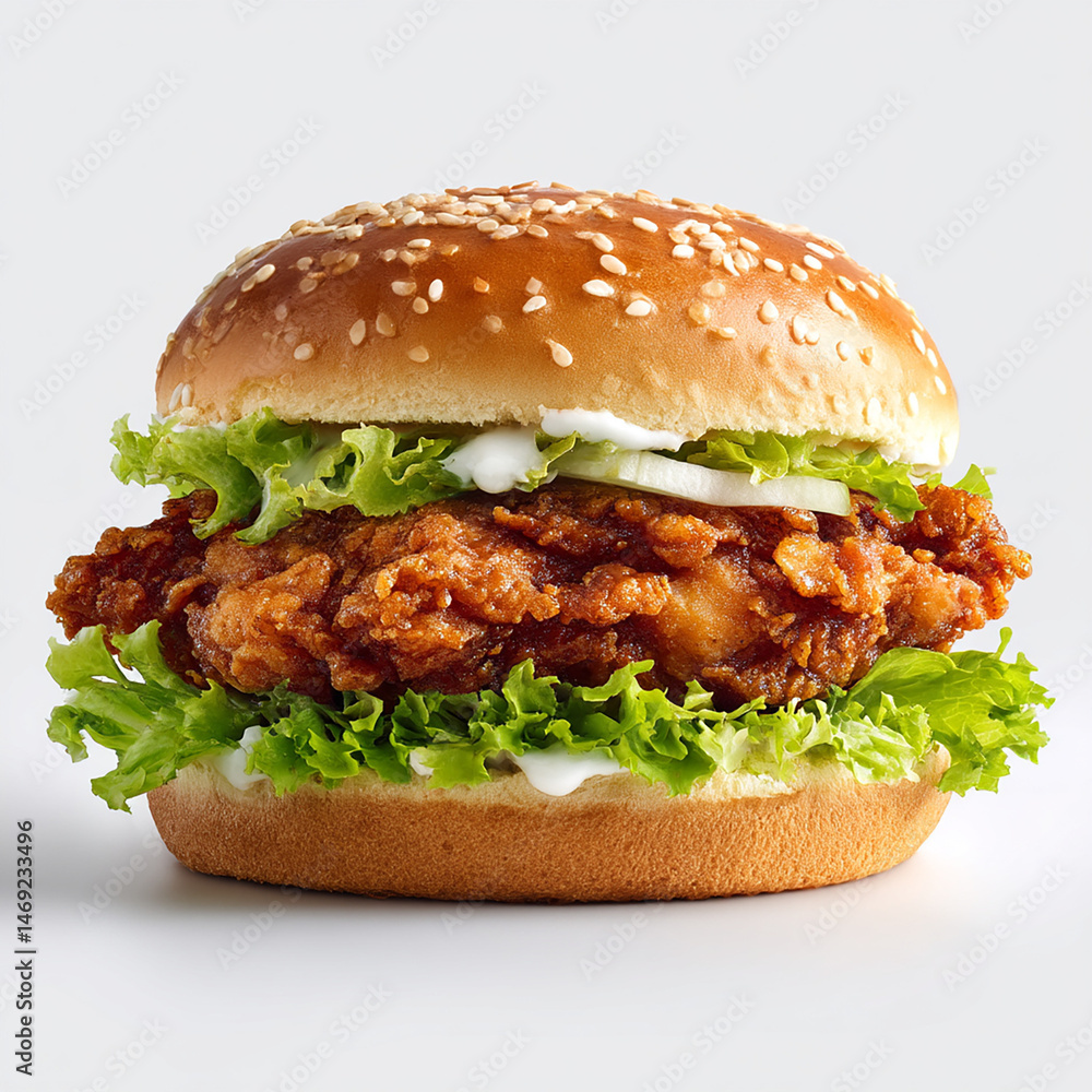 burger au poulet frit - IA Generated