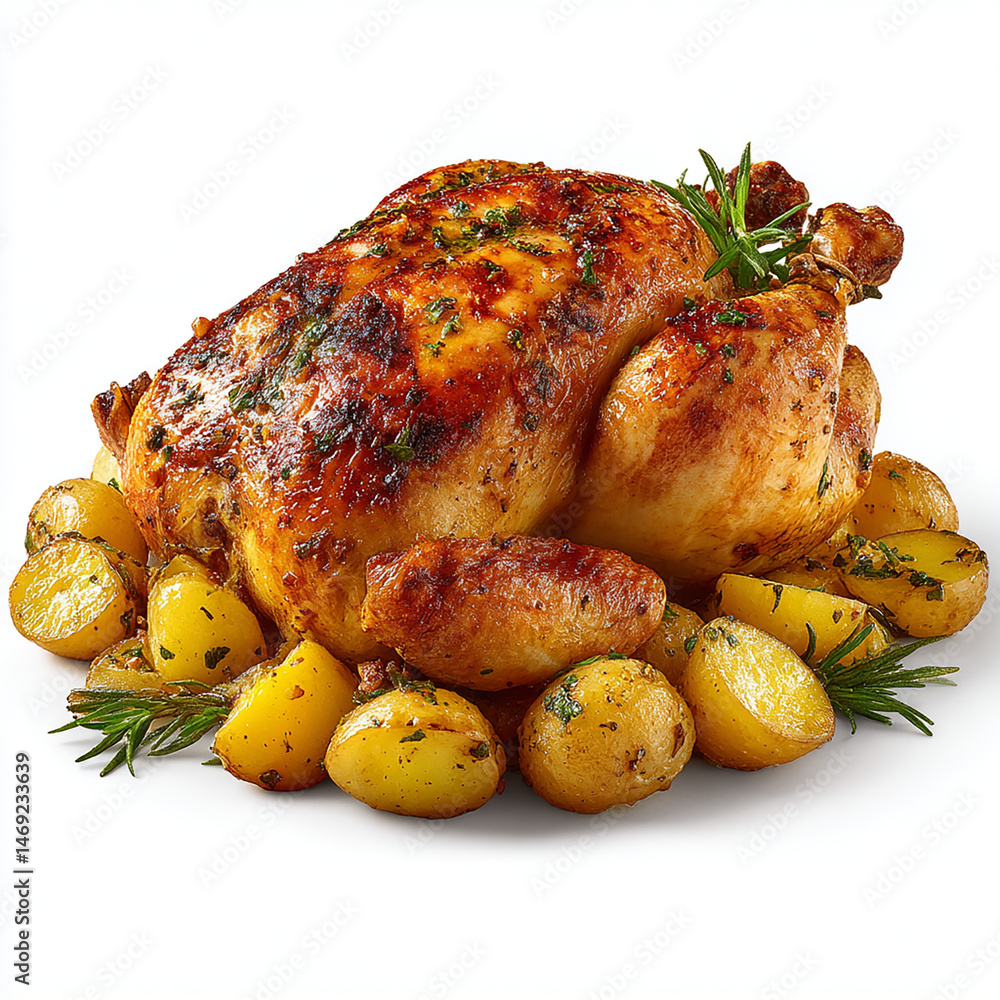 poulet roti et pomme de terre - IA Generated