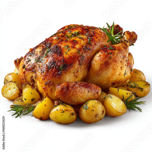 Obraz na płótnie poulet roti et pomme de terre - IA Generated w salonie
