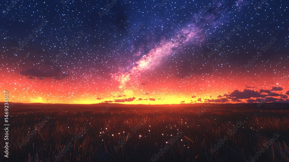 Fototapeta premium Fields under the stars