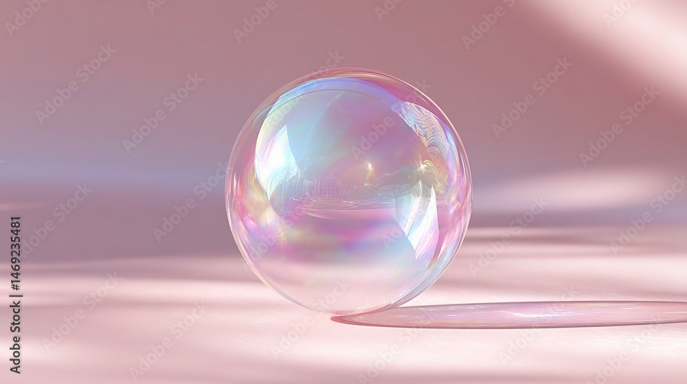 Delicate Transparent Bubble Floating in Pastel Background Delicate Transparent Bubble Floating in Pastel Background