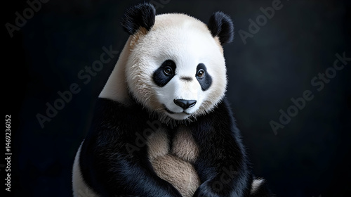 Panda Portrait Against Dark Background