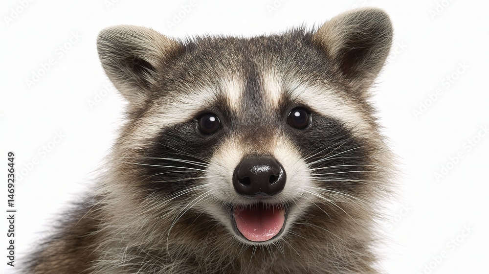 Obraz premium Cute Raccoon Making a Silly Face Isolated on White Background