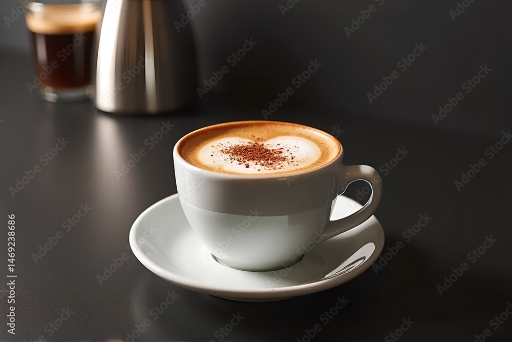 Fototapeta premium Cup of Coffee on Table – Hot Beverage in Ceramic Mug, Morning Drink Concept