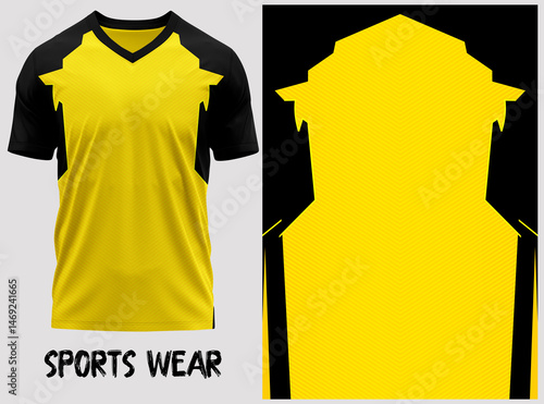 T-shirt V-neck  Short sleeve. With knit jersey fabric and rib neck texture ( 3d rendered ) jersey design, jersey texture, sports wear, jersey design for Sublimation print