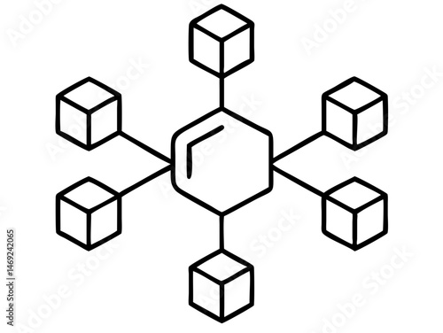 Black silhouette blockchain network icon representing decentralized digital transactions
