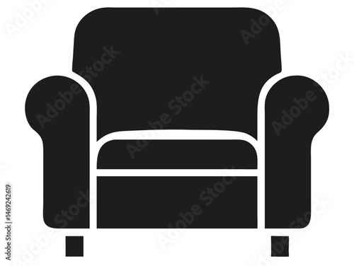 Black silhouette vector of an armchair recliner furniture design for comfortable living