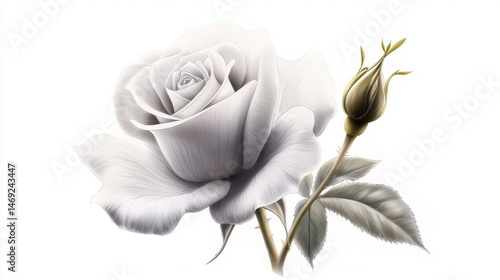 A beautiful hand-drawn flower sketch with delicate shading, highlighting the intricate details of a rose in full bloom.