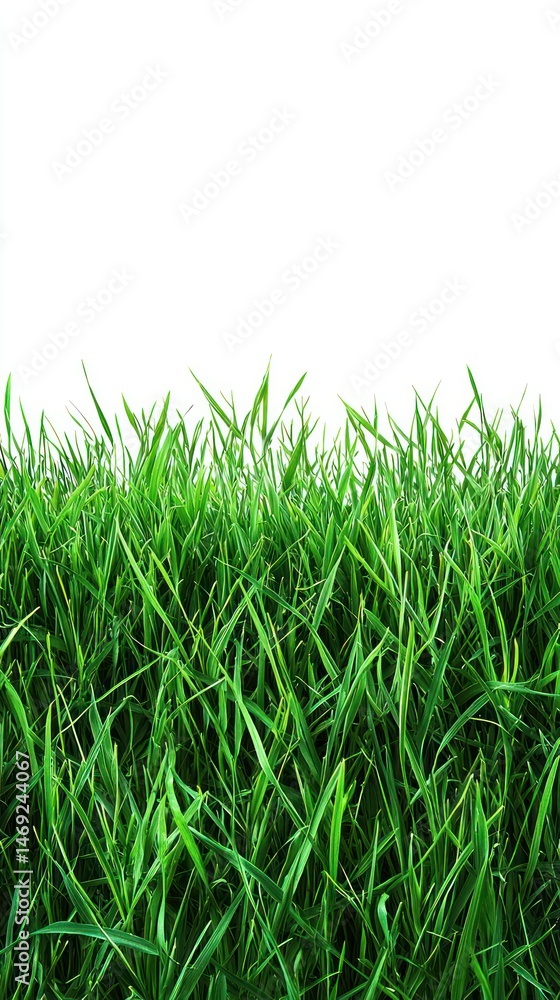 Fototapeta premium Green grass field; white sky for background;