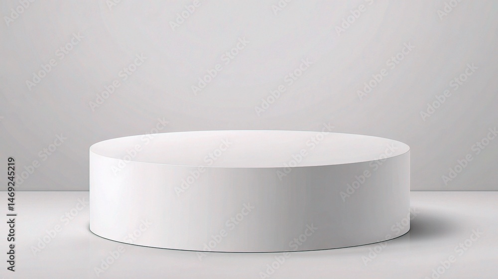 White Podium Mockup in Cylinder Shape Against White Background White Podium Mockup in Cylinder Shape Against White Background