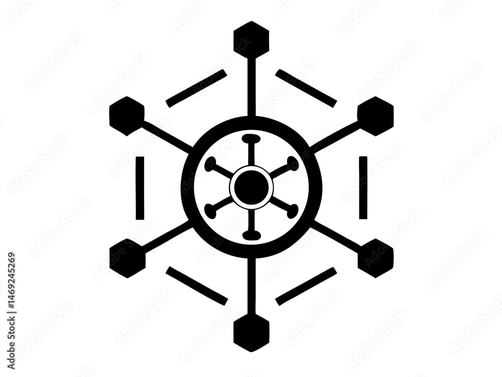 Obraz premium Kubernetes cluster silhouette icon representing cloud computing technology