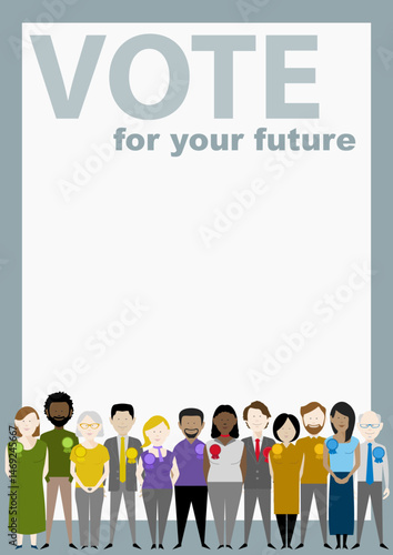 Election voting poster design with diverse group of politicians. Editable vector available.