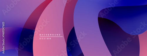 Abstract fluid shapes blend, creating vibrant purple, pink, blue gradients. Modern design evokes movement, depth. Minimalist aesthetic.