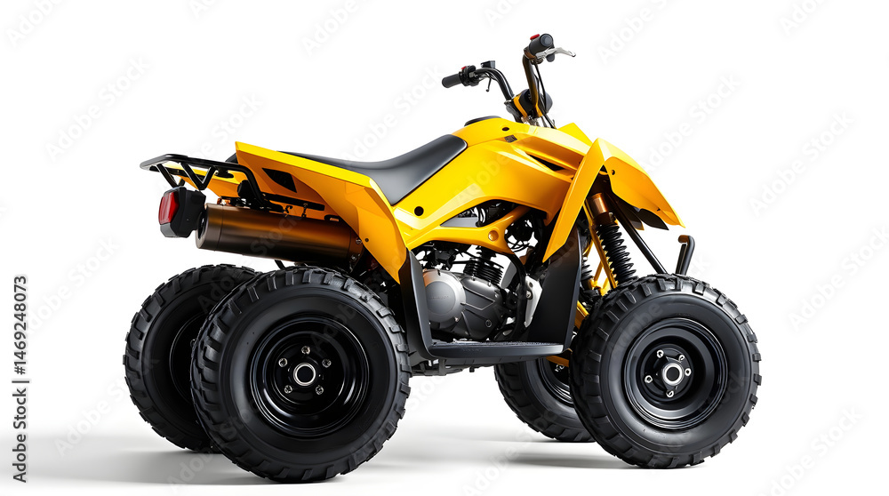 Yellow atv quad bike standing out on white background Yellow atv quad bike standing out on white background