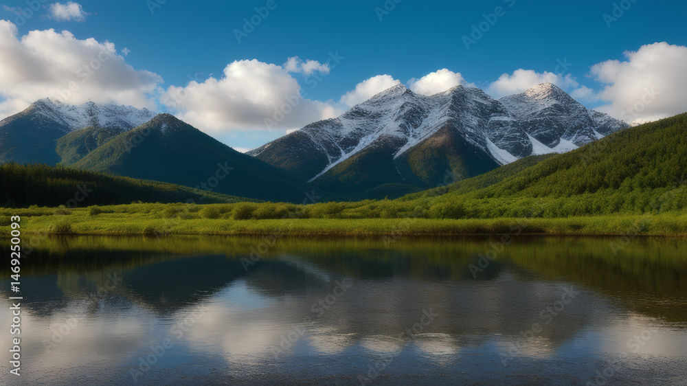Fototapeta premium mountain landscape with lake and mountains
