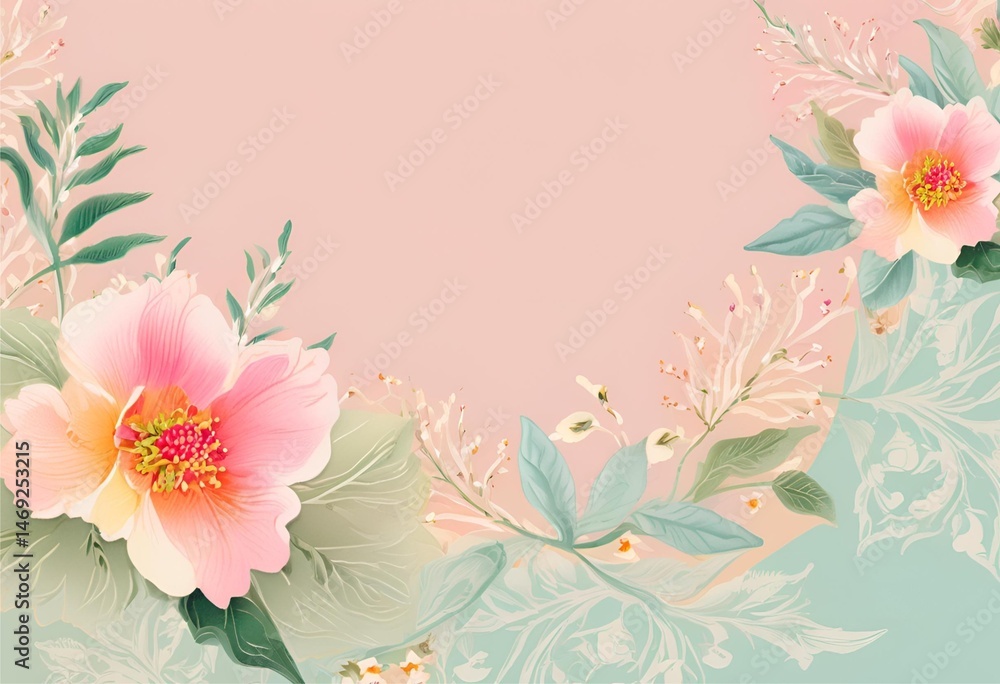 Pastel floral frame background design, soft and delicate, perfect for creating a gentle, elegant atmosphere.
Pastel floral frame background design, soft and delicate, perfect for creating a gentle, elegant atmosphere.