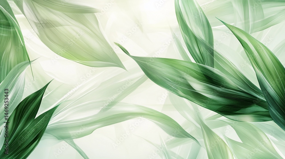 Obraz premium Abstract botanical background with flowing light green foliage elements