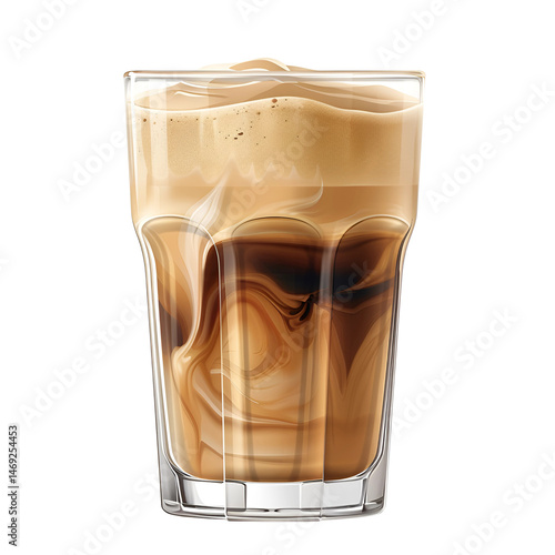 Coffee Concoction: A layered glass of coffee with rich coffee, creamy milk and foam.