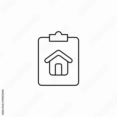 clipboard house icon sign vector