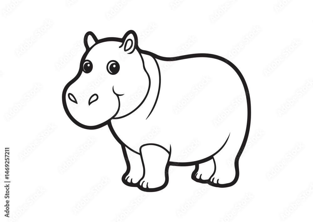 Cute Hippopotamus Silhouette Vector Cute Hippopotamus Silhouette Vector