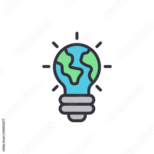 World inside light bulb illustration symbolizing global innovation concepts