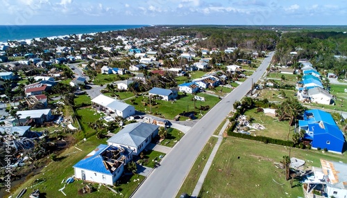 Coastal Town Aerial After Hurricane Damage
