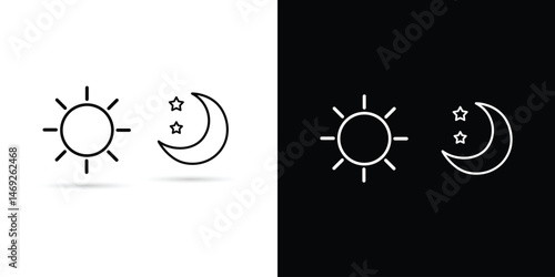 Sun and Moon Icons. Day and Night Illustration.