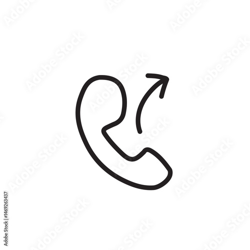 Hand drawn phone icon with outgoing arrow