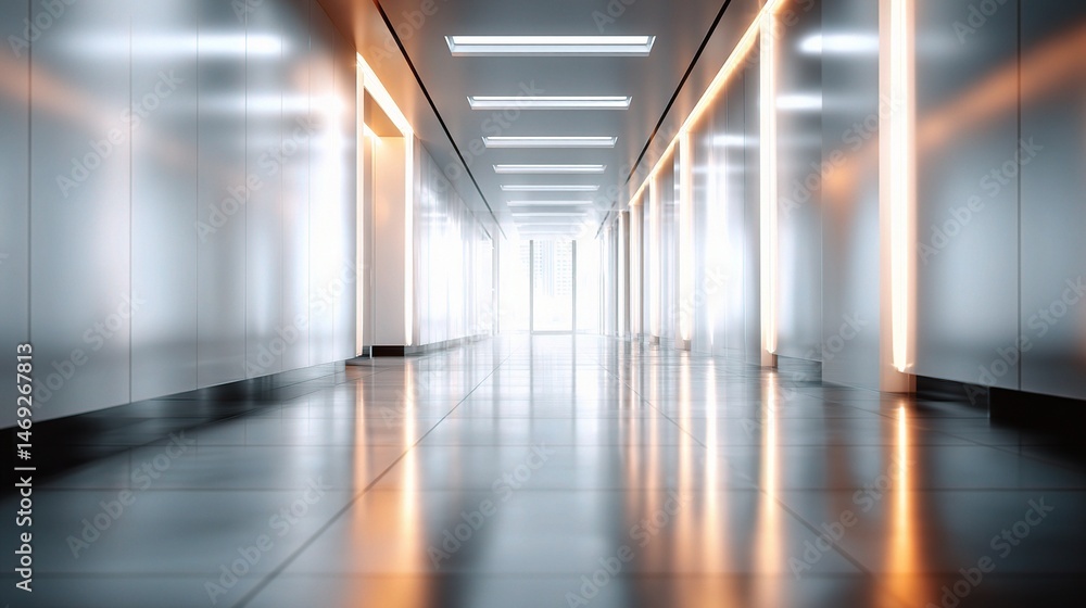 custom made wallpaper toronto digitalSleek Hallway with Glowing Light Panels and Blurred Perspective