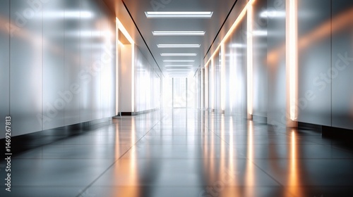 Wallpaper Mural Sleek Hallway with Glowing Light Panels and Blurred Perspective Torontodigital.ca