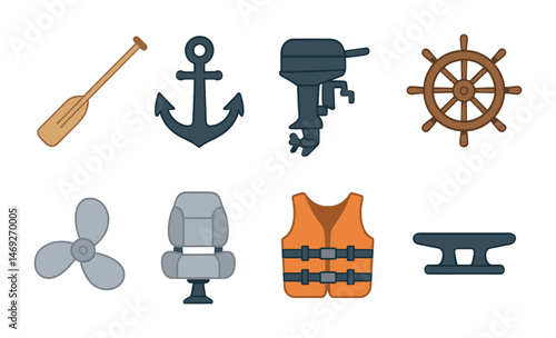 Nautical and boating 3d icons set – marine, sailing, watercraft symbols