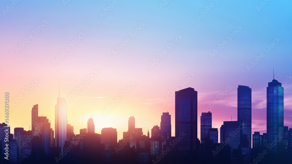 A city silhouette at dusk with towering skyscrapers and a glowing skyline, evoking a sense of urban life and energy. A city silhouette at dusk with towering skyscrapers and a glowing skyline, evoking a sense of urban life and energy.