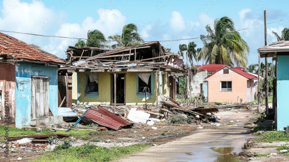 Obraz premium Hurricane-Damaged Homes