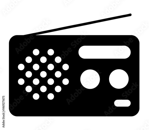 radio icon on square internet button