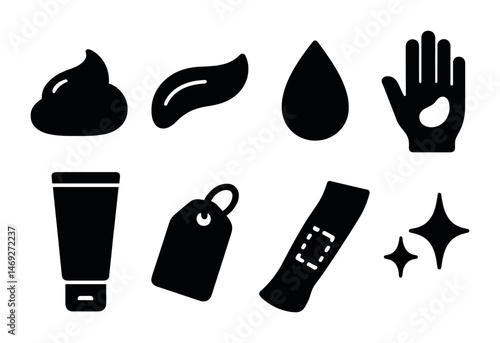 Personal care filled icons set – hygiene, grooming, beauty essentials symbols
