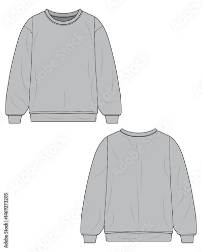 Grey sweatshirt template front and back view